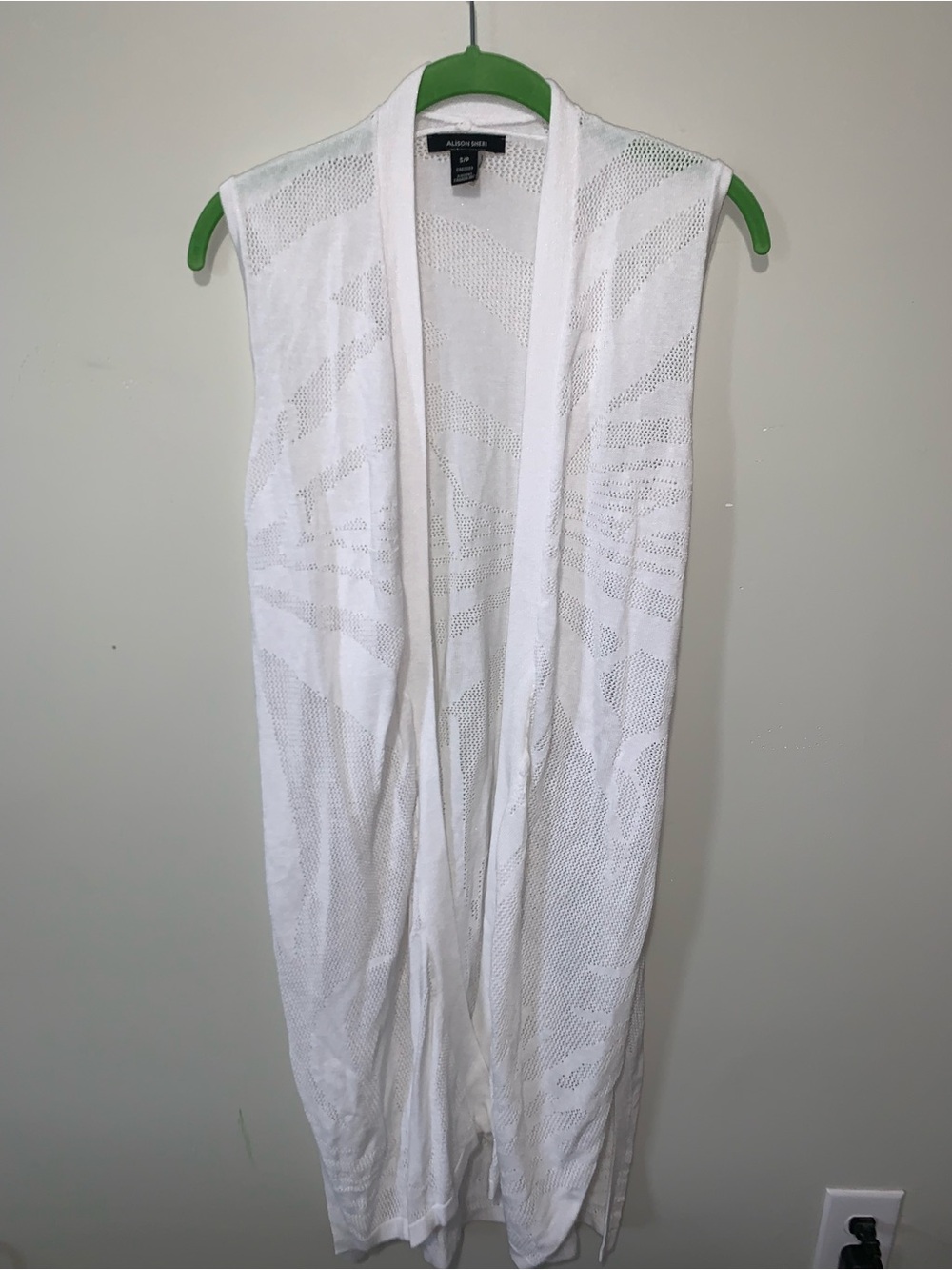 Alison Sheri White Sleeveless Open Duster